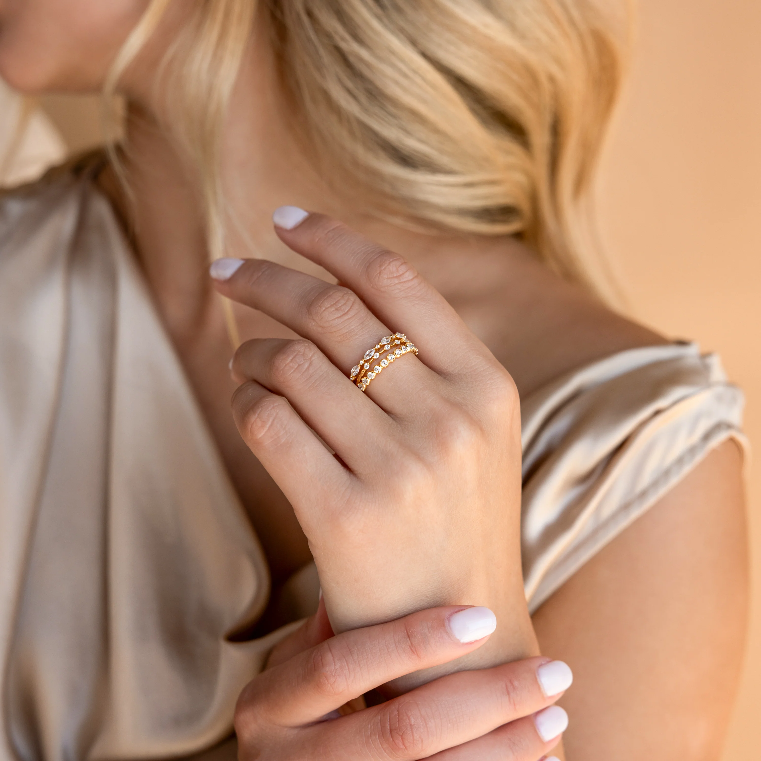 Crystal Stacking Ring Set in 18K Gold - Image 3
