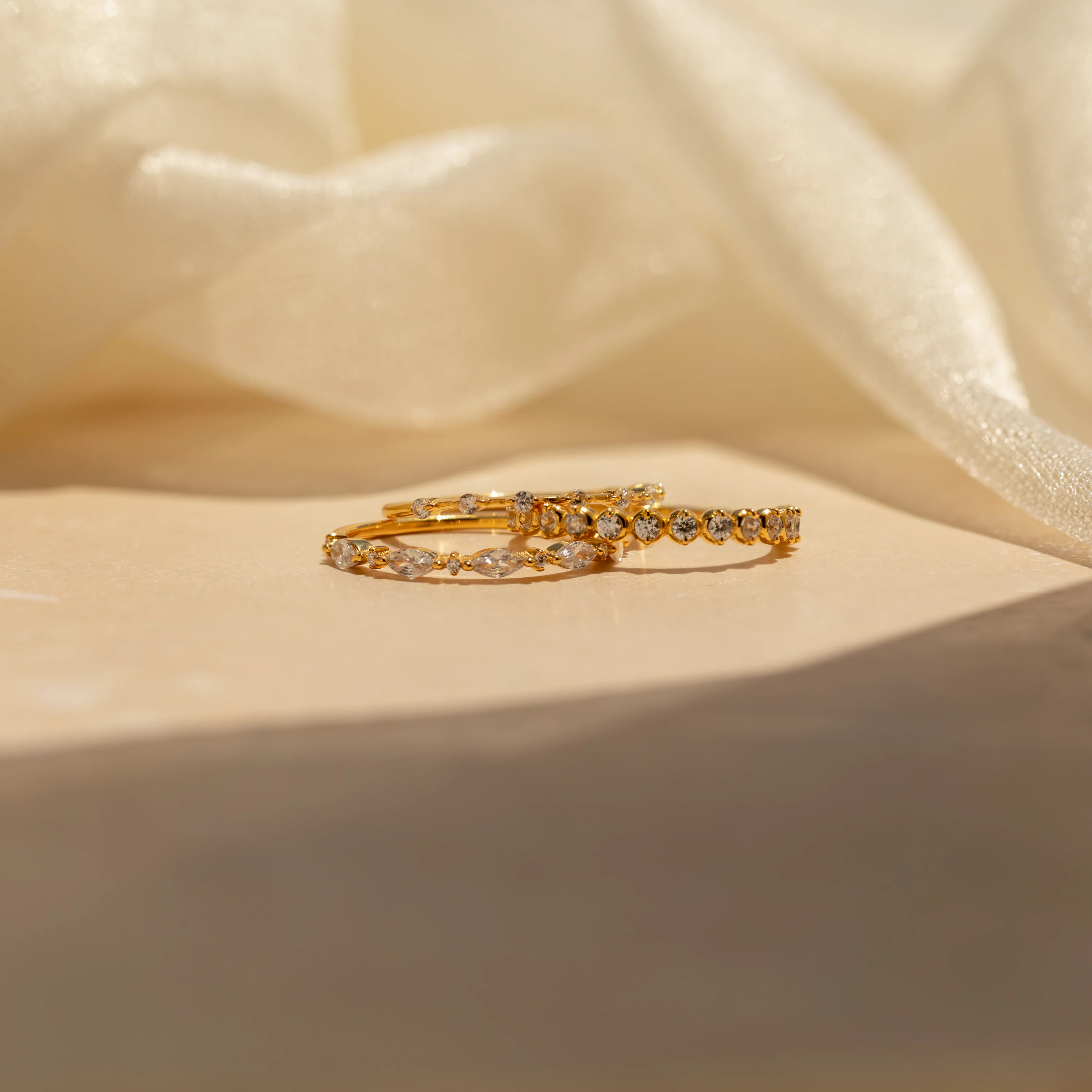 Crystal Stacking Ring Set in 18K Gold - Image 6