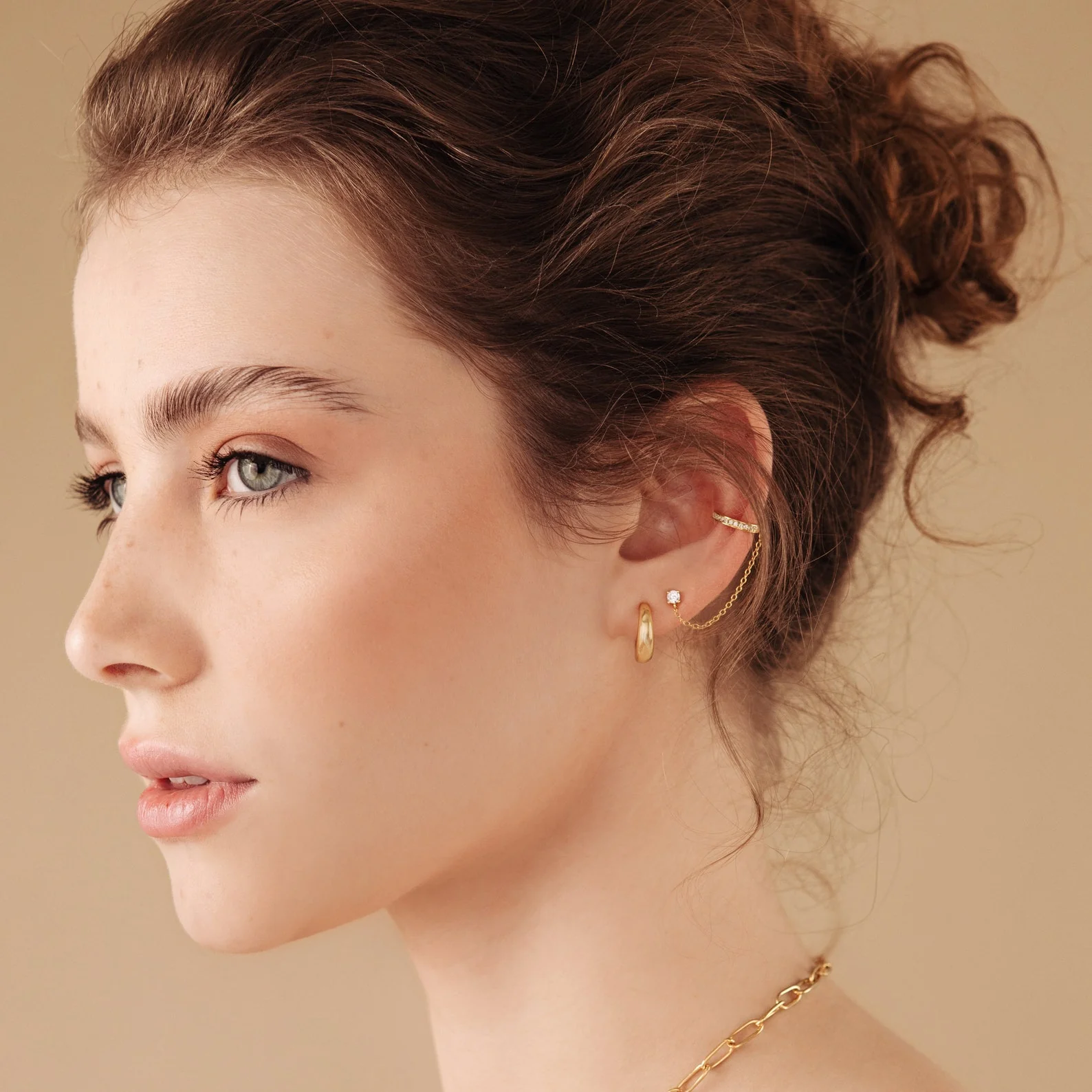 Pave Chain Ear Cuffs in 18K Gold - Image 3