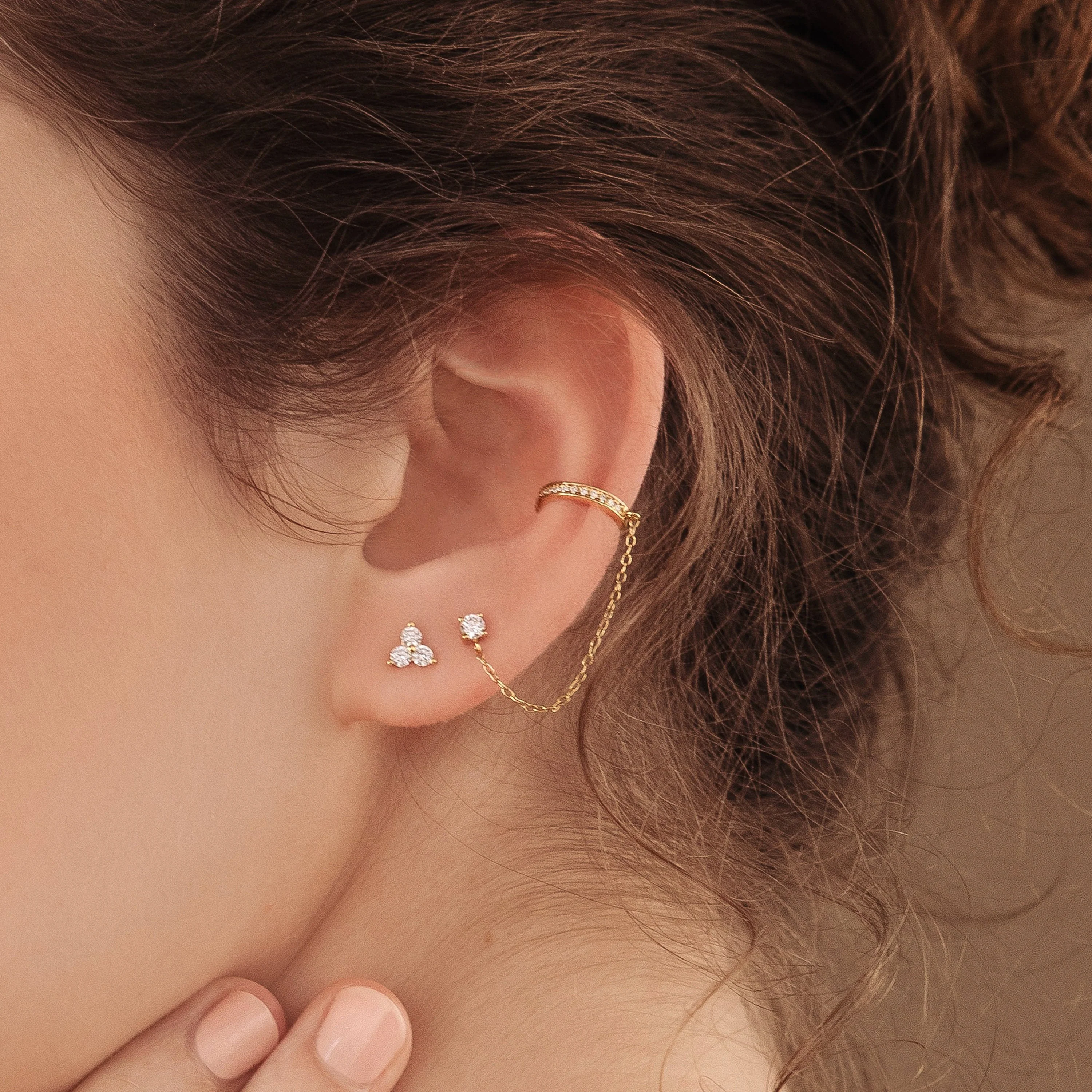 Pave Chain Ear Cuffs in 18K Gold - Image 5
