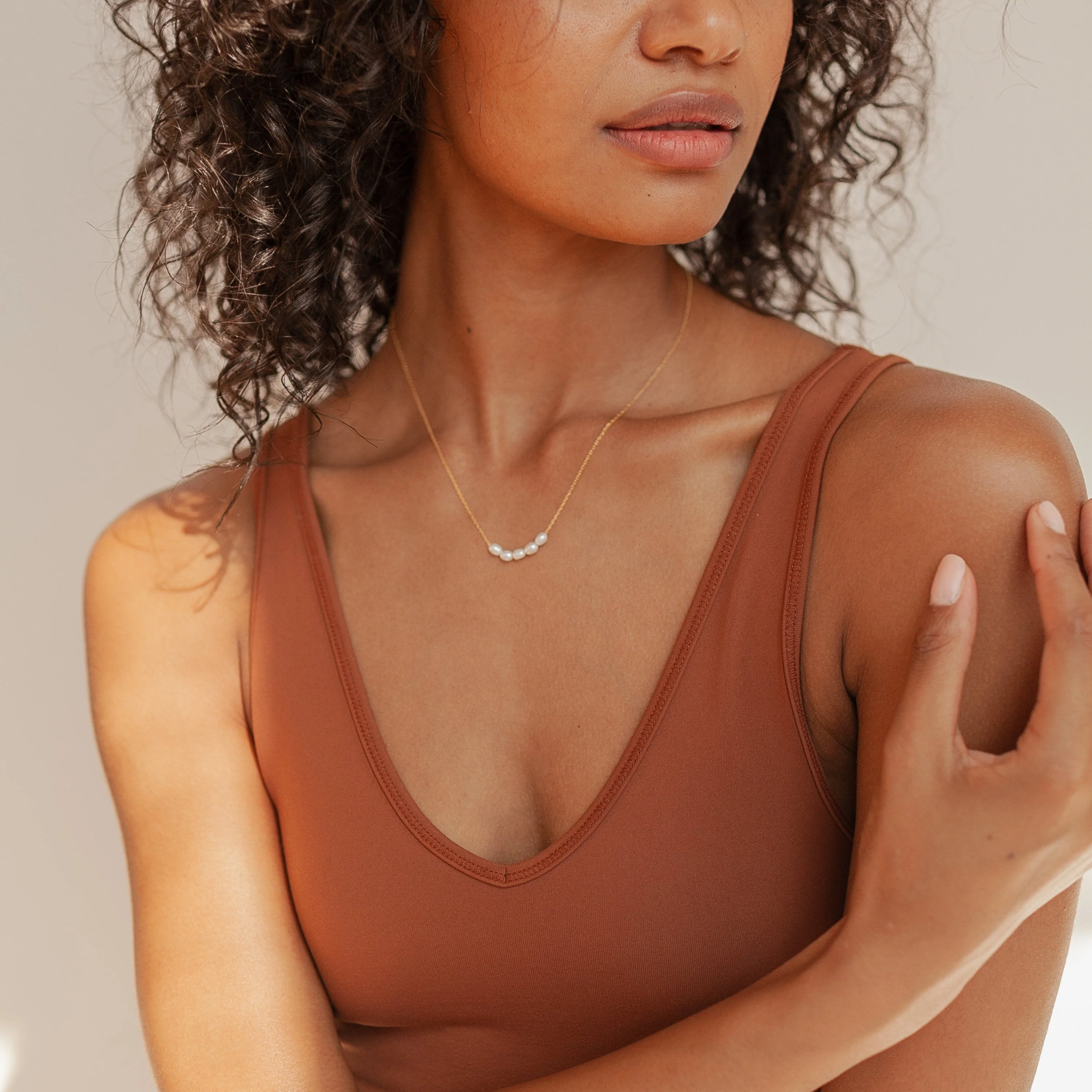 Pearl Bead Necklace in 18K Gold - Image 5